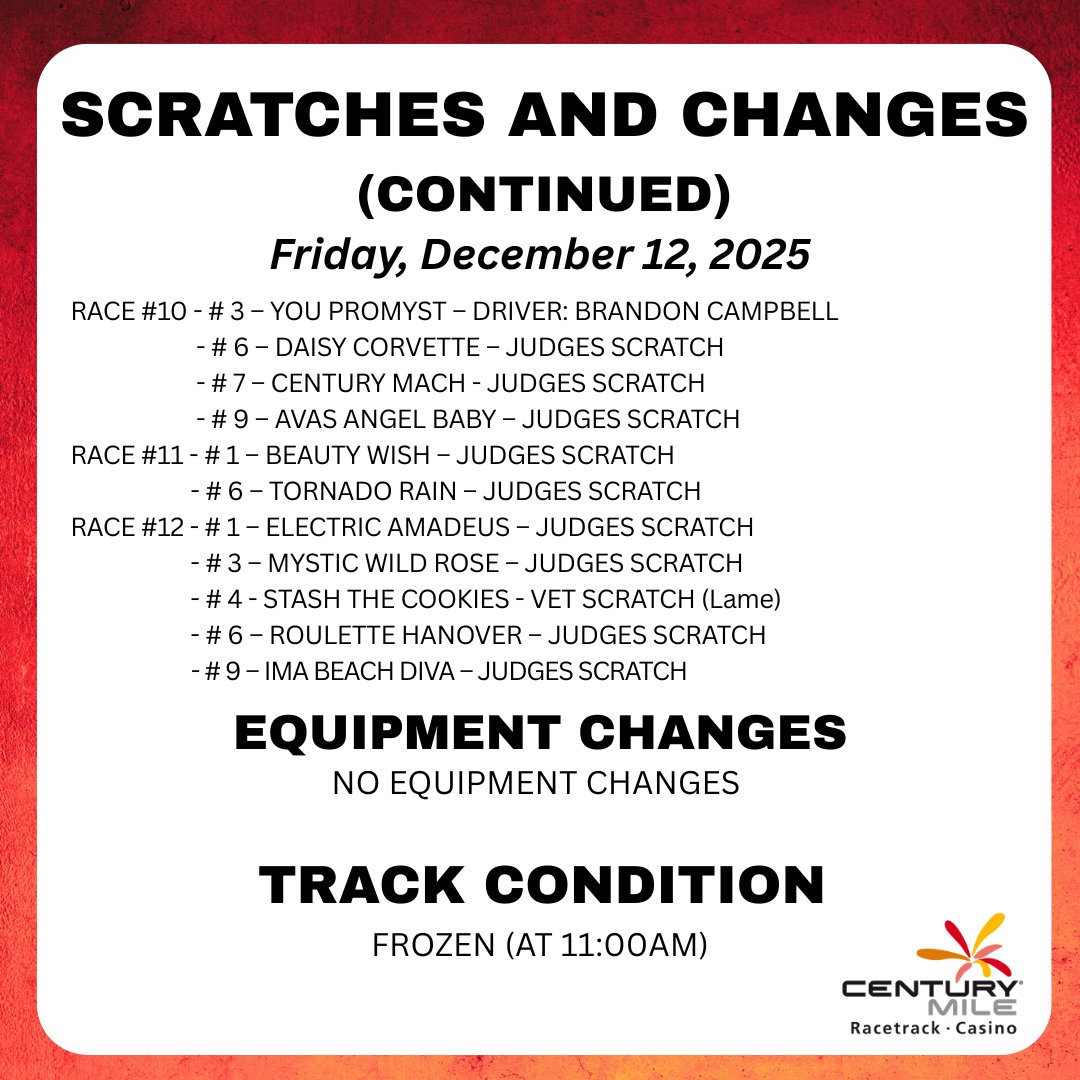 Today's scratches and changes are now available.
We have 12 races scheduled for this evening.
First post time is 6:15pm. Doors open at 5:15pm.
Can't join us in person? You can watch and wager live online at hpibet.com