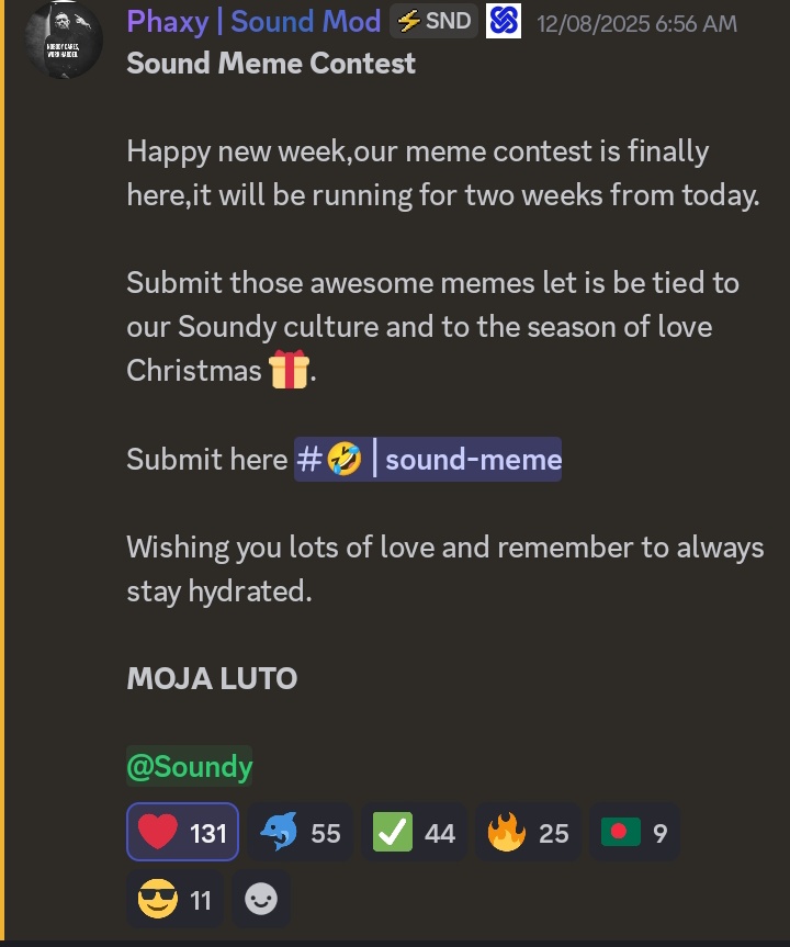 wilfrix6's tweet photo. What's good guys?
- We're three days into the @SoundnessLabs meme contest.
How to participate?
- Head to #soundmeme channel in the discord server and drop any meme of your choice for the duration the contests runs for.
Good luck.π¬ https://t.co/qUPeXNdmXc