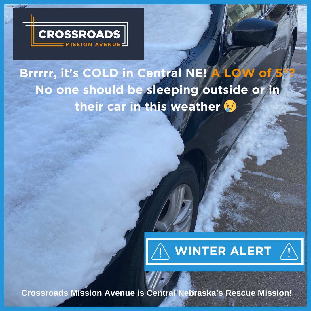 Xroadsshelter's tweet image. Crossroads Mission Avenue is Central Nebraska's Rescue Mission. Find  a location near you: crossroadsmission.com #CrossroadsMissionAvenue #CrossroadsCanHelp #coldweatheralert❄️🥶 #coldnights❄️ #HelpingtheHomeless #unshelteredneighbors #helpingourneighbors❤️ #GodCares
