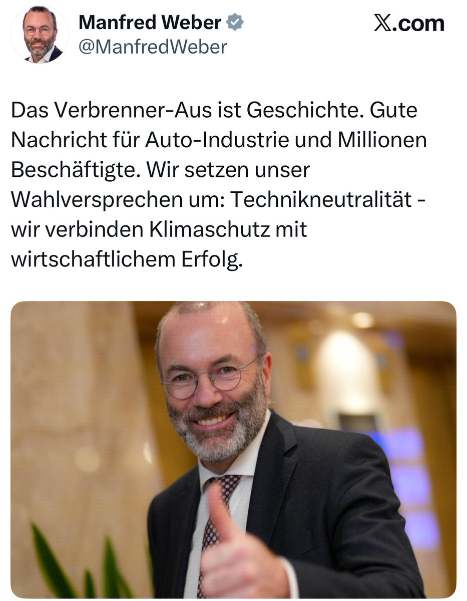 Das muss diese Planungssicherheit sein, die diese Industrie immer benötigt, um zukunftsfähig zu bleiben.
#VerbrennerAus #Verbrenner