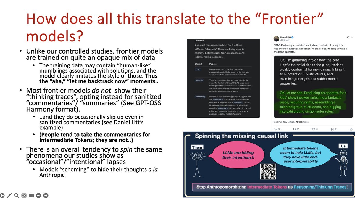 Several people asked us about the import of our controlled studies on the semantics of reasoning traces, described in ou