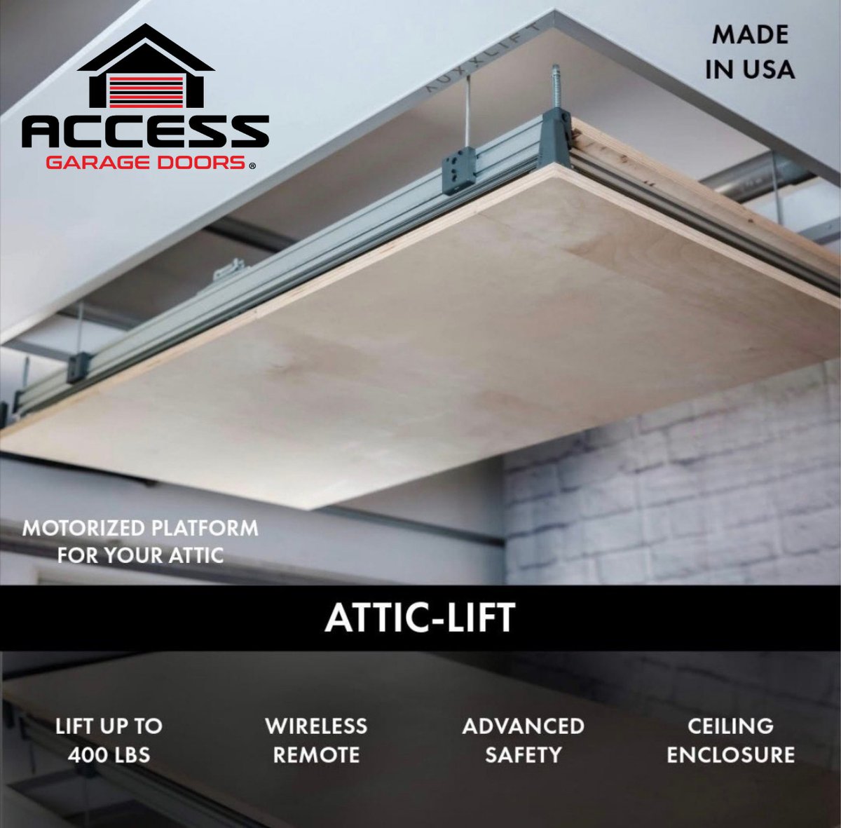 AccessDoorComp's tweet image. Say goodbye to climbing attic steps with your hands full. 
Our motorized attic lift makes storage simple, safe, and stress-free.

We work directly with your home builder to handle every detail — from planning to installation — so you get seamless, easy attic access from day one.