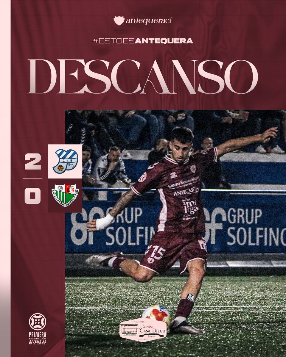 ⏱️ 45+’ | 2-0 | Descanso.

#EuropaAntequera