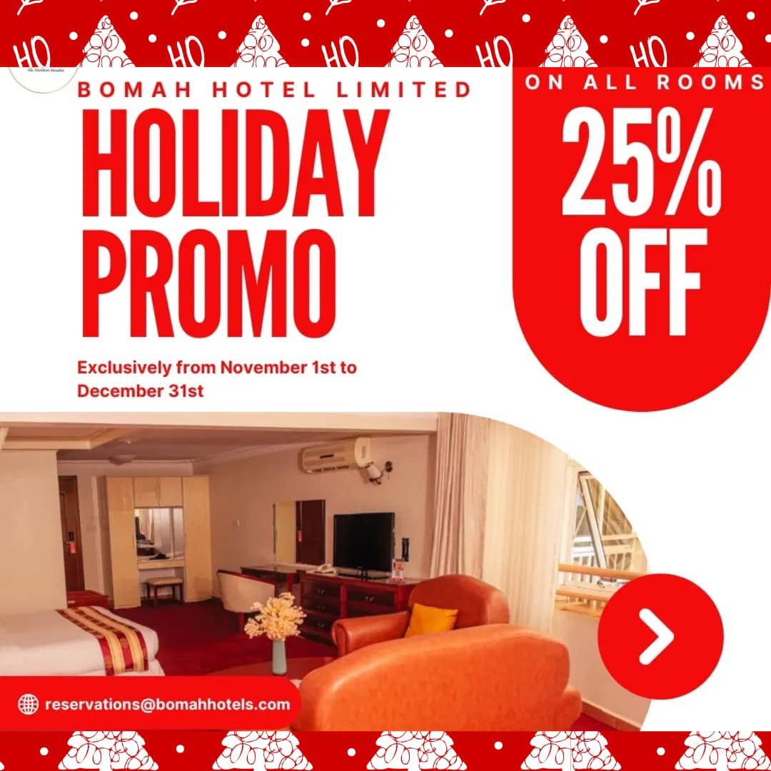 It’s the season of giving  🌝 Enjoy 25% OFF all rooms and celebrate Christmas the cozy way at Bomah Hotel.
