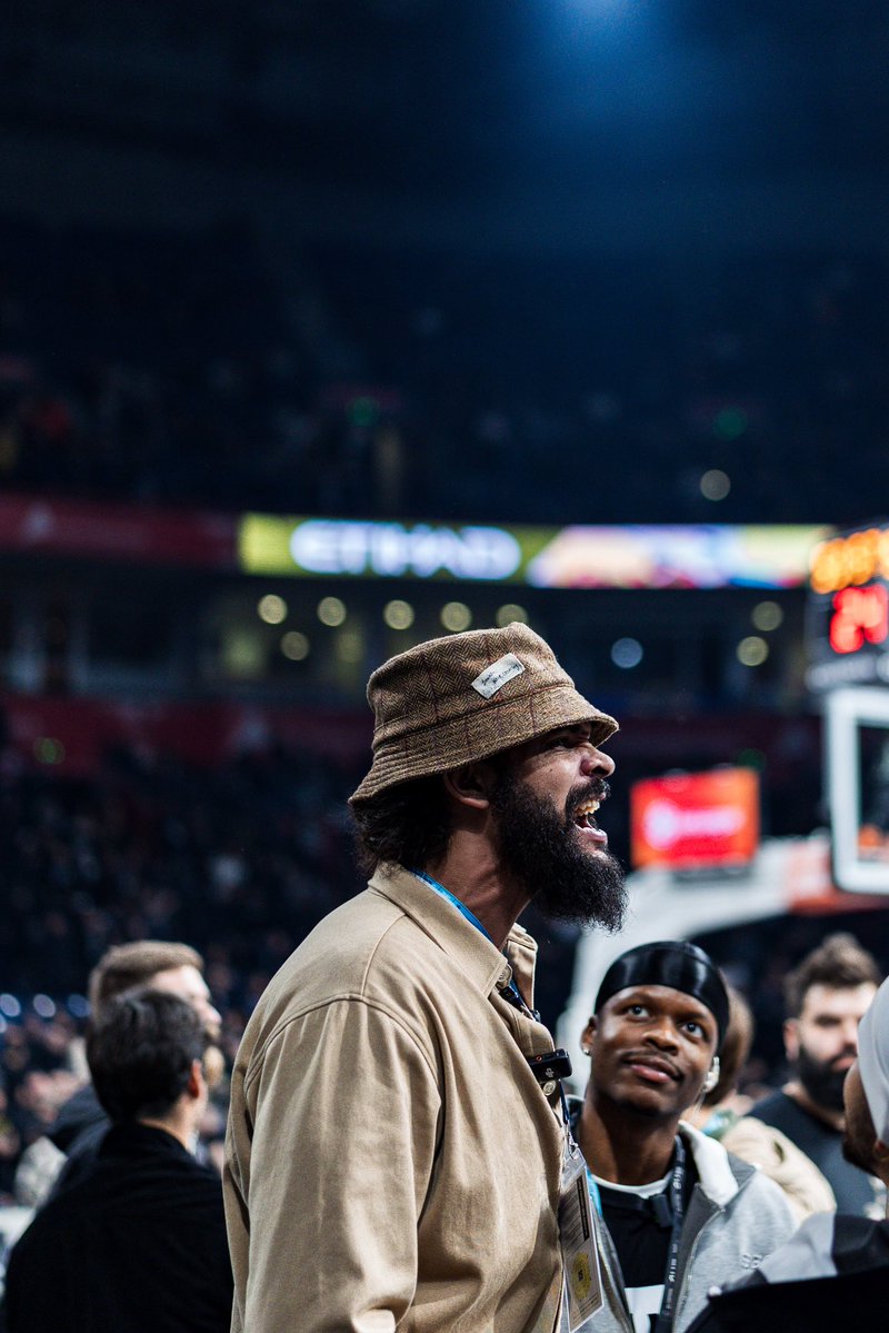 Joakim Noah taking in one of the biggest rivalry games in basketball: Partizan vs. Red Star in Belgrade 🇷🇸