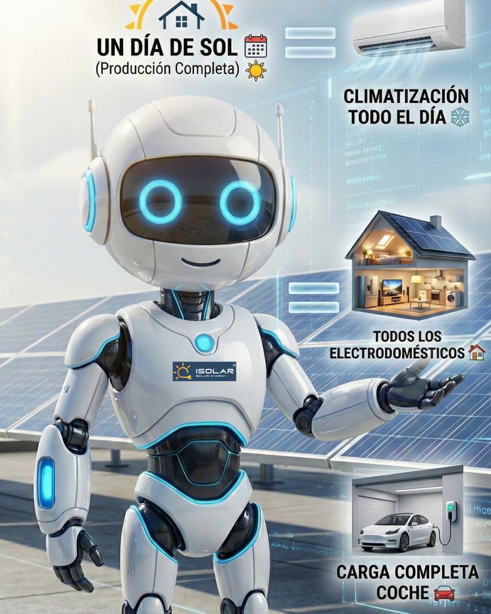 Matemáticas que le gustan a tu bolsillo:
1 Día de Sol es igual a Aire Acondicionado a tope, electrodomésticos funcionando o batería del coche al 100%.

Coste en #factura: 0€.

¿Sigues pagando por algo que cae del cielo? Pásate al lado inteligente aquí isolarenergia.es/contacto