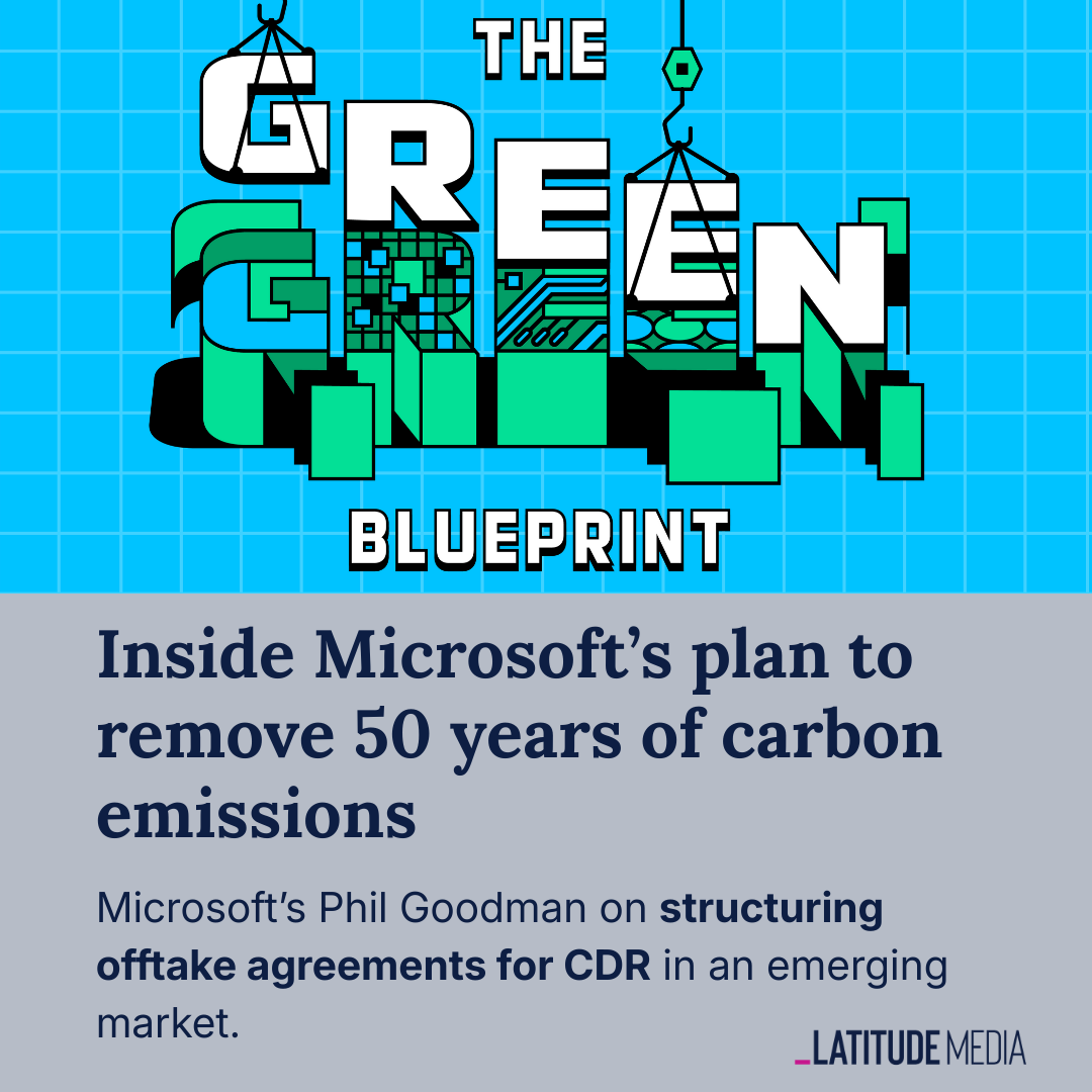 _GreenBlueprint's tweet photo. In this episode of The Green Blueprint, Lara Pierpoint chats with Phil Goodman from @Microsoft  on building CDR offtake agreements, growing the market, and Microsoft’s most promising carbon removal partnerships.

🎧 Listen here: https://t.co/LQEpLSNQMm https://t.co/b52mCfDN0m