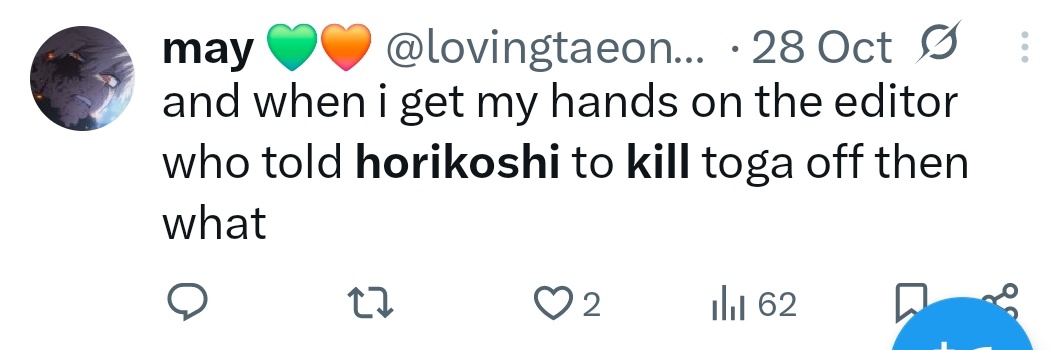 deathpgs's tweet photo. @lovingtaeonmain Hey aren't you the person who wanted to jump Horikoshi's editor over a collective writing decision that was made as a group...? https://t.co/ssAZYqNpKJ