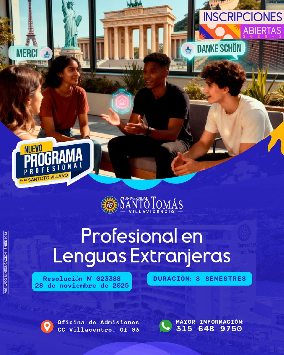 NUEVOOOOOOOO....
Estudia Profesional en Lenguas Extranjeras 

¡Domina el mundo con el poder de los idiomas!

📲 WhatsApp 315 6489750

🔗 Conoce más: ustavillavicencio.edu.co/lenguas-extran…