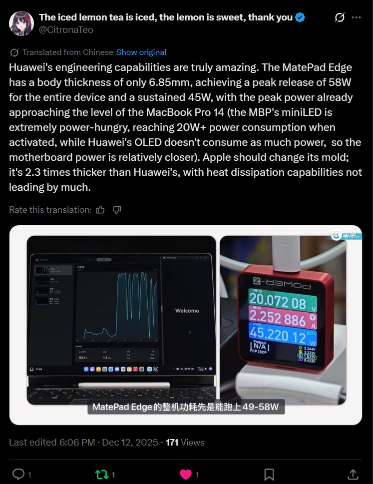 LivingInHarmony's tweet photo. MatePad Edge. This is a powerful piece of engineering, next level!
#MatePadEdge #NextLevel #FarAhead #Huawei #HarmonyOS #2in1 #TabletPC
https://t.co/L26dccpbP0 https://t.co/qzlA7D1HDt