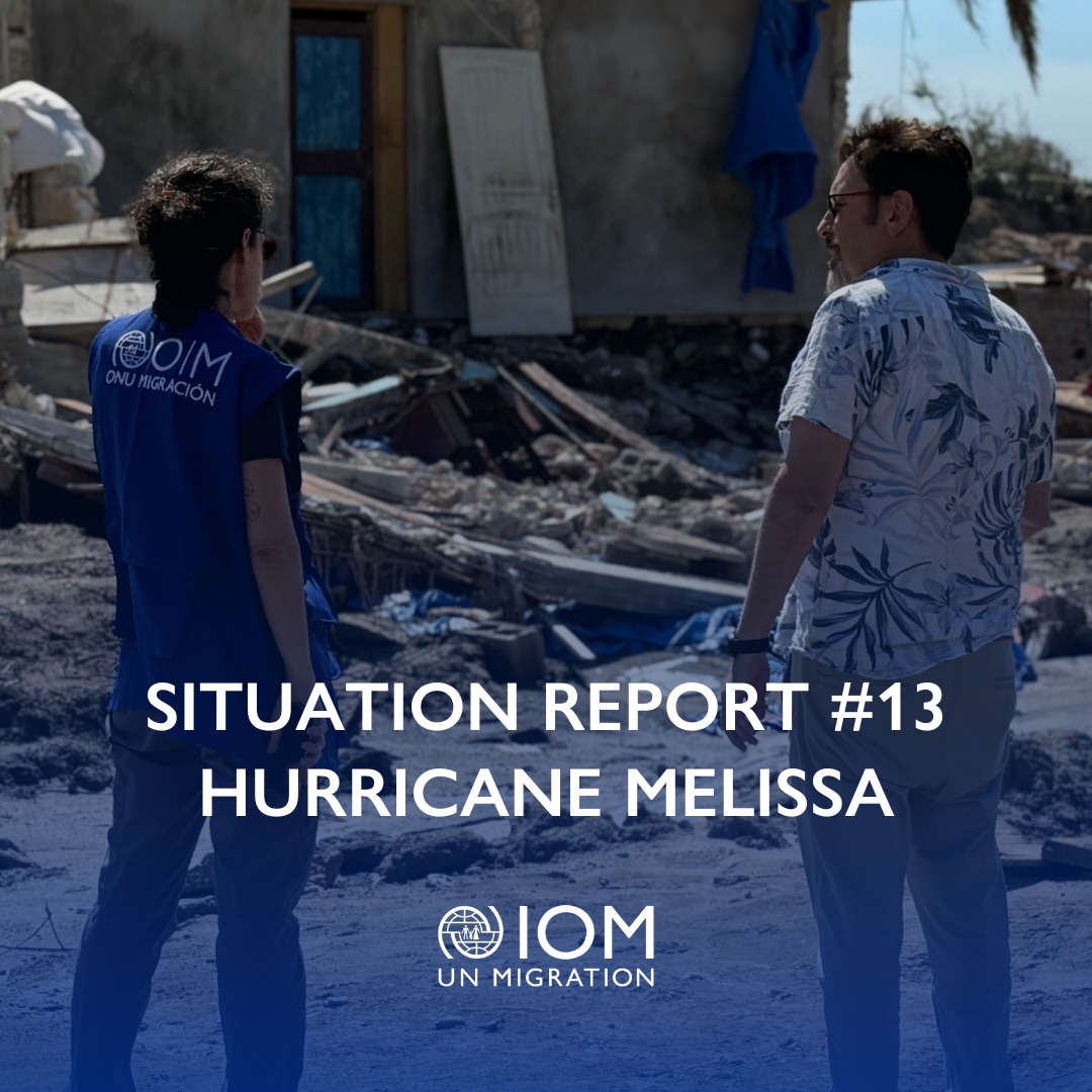 Six weeks ago, #HurricaneMelissa made landfall in the Caribbean.  In Jamaica, 101 shelters remain active hosting 1,061 people. Recovery efforts are continuing and IOM is expanding technical support for shelter assessments and debris-removal planning. 🔗bit.ly/3MWPF95