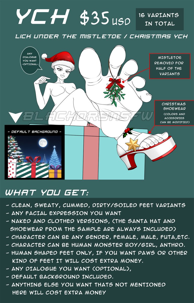 New Chirstmas YCH OPEN 
My goal is have these finished before Christmas so I just Opened 3 slots, I Will open more if people is still interested
You secure an slot only after the payment is done
will be done in the slots order
anyone interested send me a message