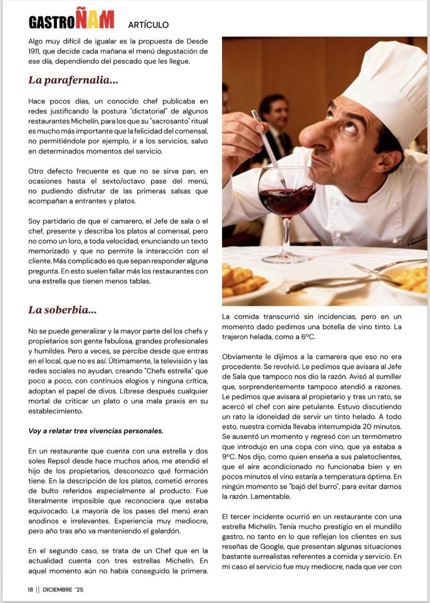 El último número de @revista__gastronam en el horno, al menos en unos meses no vamos a publicar la revista.
Nos podréis seguir leyendo en el blog de la Web.
Da penita la verdad.
Ahí va un adelanto "cañero", sobre el "mundo Michelín". Espero no levantar demasiadas ampollas.
