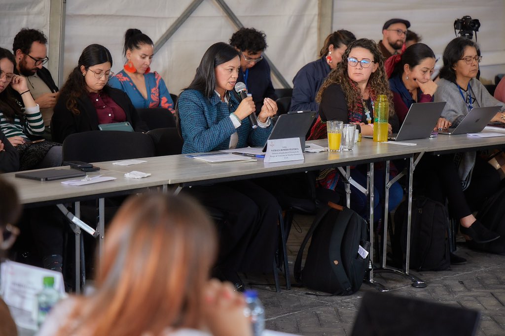 DefensoriaCol's tweet image. La Defensora del Pueblo, @MarnIris, lidera la tercera sesión de la Mesa Nacional de Garantías, un espacio de articulación entre el Estado, aliados internacionales y vocerías territoriales, orientado a fortalecer medidas efectivas de protección de las personas defensoras de…