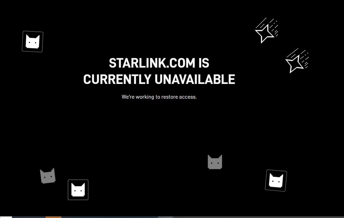 WillarShoko's tweet photo. Starlink website is currently down https://t.co/Efo1l16fiW