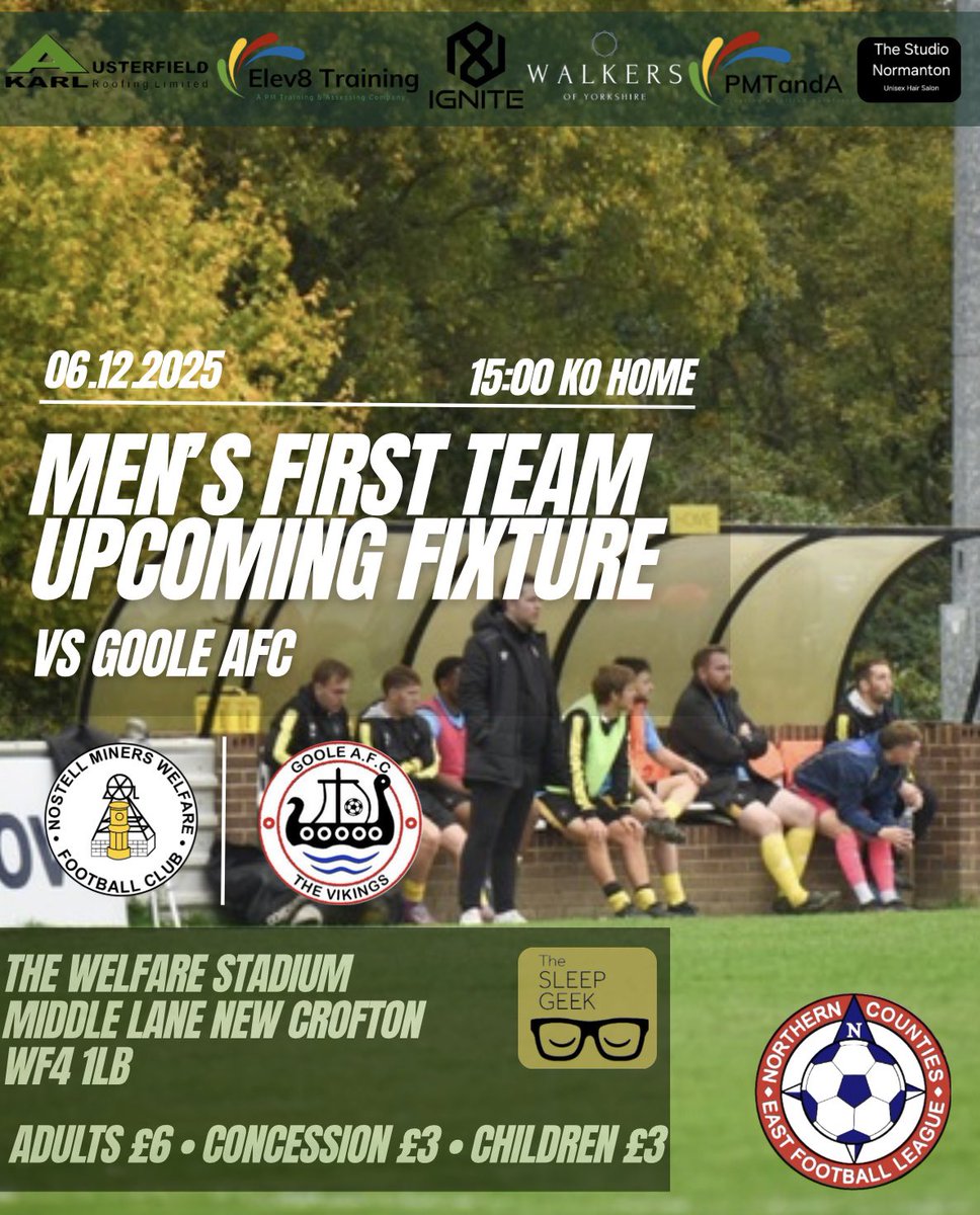 NostellMWFirsts's tweet photo. Tomorrow’s fixture🚨| Home Vs @GooleAFC | 15:00 KO @ the Welfare Stadium📍
Food and drinks available, come down and support the lads!🍺⚽️ #ncel #saturdaymatch https://t.co/npzvDsVcYb