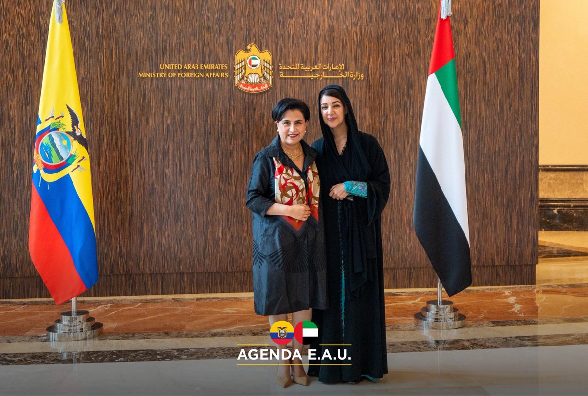 🇦🇪🇪🇨 #AgendaEAU

En Emiratos Árabes Unidos, la canciller <a href="/gabisommerfeld/">Gabriela Sommerfeld</a> mantuvo un encuentro de trabajo con Su Excelencia Reem bint Ebrahim Al Hashimy, ministra de Estado para la Cooperación Internacional de los EAU.