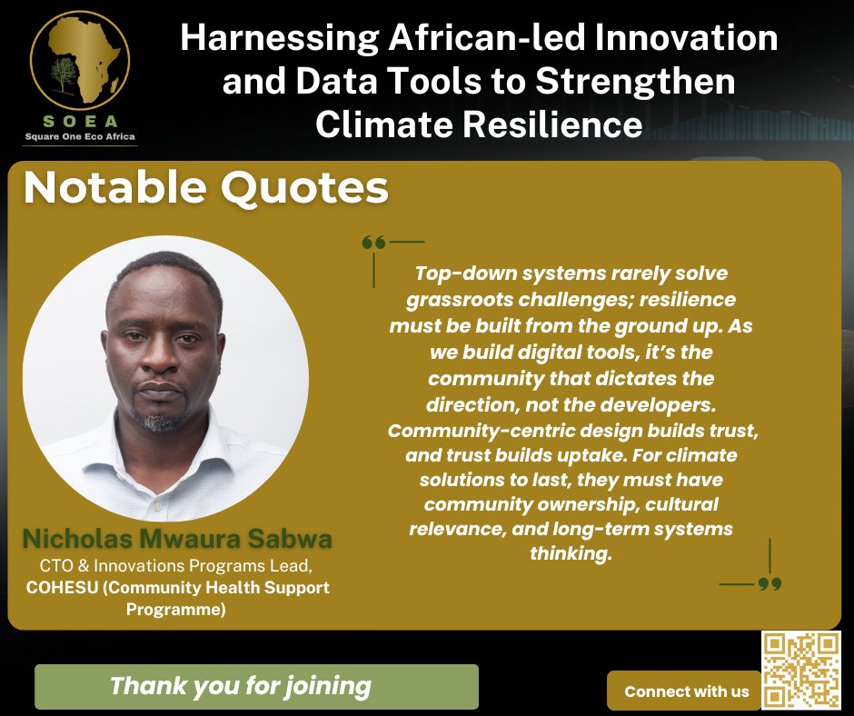 “Top-down systems rarely solve grassroots challenges.”
@Nicholas Sabwa, <a href="/cohesu/">Cohesu</a> 
As #UNEA7  focuses on collaboration, our conversation showed that climate tech must be co-created with communities, not built for them.
🎧 Listen in: youtu.be/TLVRbaILCig
#SOEAKnowledgeSharing