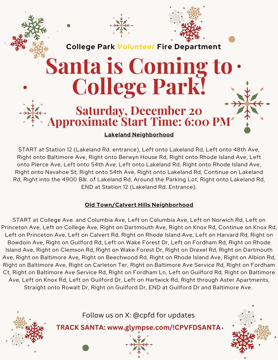 College Park Volunteer Fire Department tweet media