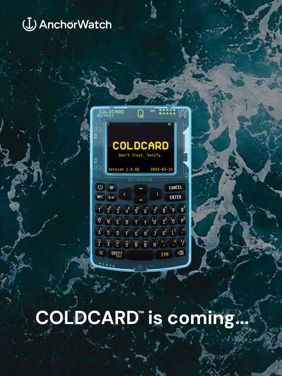 Announcing something big!

<a href="/COLDCARDwallet/">COLDCARD</a> Q Giveaway

<a href="/AnchorWatch/">AnchorWatch</a> will soon be supporting COLDCARD as part of our vault offering... so we're giving one away. 

How to enter:
• Follow <a href="/AnchorWatch/">AnchorWatch</a> &amp; <a href="/COLDCARDwallet/">COLDCARD</a> 
• Repost
• Reply with your favorite COLDCARD feature.
