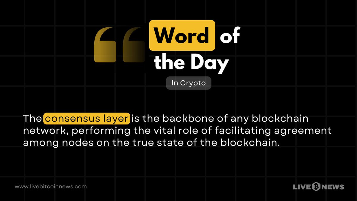 LiveBTCNews's tweet photo. 🟢 Today’s Crypto Word
Heard of Consensus layer
Here’s what it really means 👇
#CryptoWord #ConsensusLayer #Web3 #Blockchain https://t.co/mmTdTYoBaj