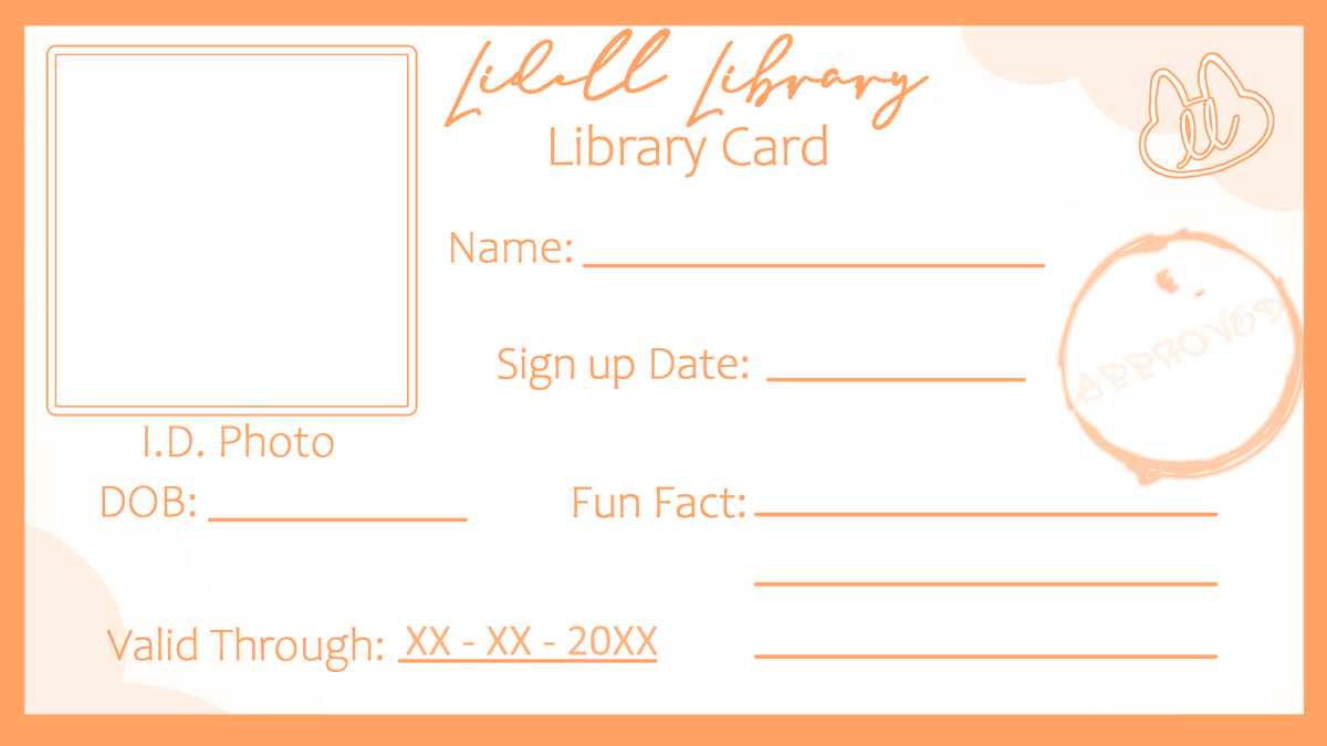 Do YOU wanna shoe up on stream during my debut? Make a library card! I'll be showing off the cards people make on stream for my debut! I've got templates here! (More in the 🧵!)