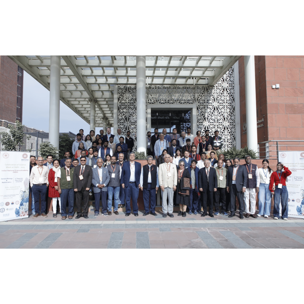 AshokaUniv's tweet photo. Ashoka University and INSA jointly hosted the Symposium on General Biology and Mathematical Sciences on December 4, 2025. The Symposium included a series of engaging talks from the new INSA fellows, experts in the field & an outstanding panel discussion on “The Natural Language of Biology is Mathematics".