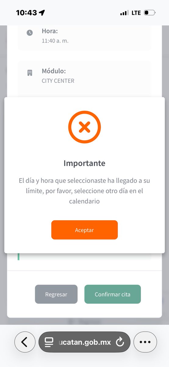 JoseGamboaV's tweet photo. @sspyuc @GobYucatan al querer confirmar cita para Reemplacamiento sale este error. Cómo puedo agendar mi cita. Ya intenté en varios módulos https://t.co/qzz513E9V0