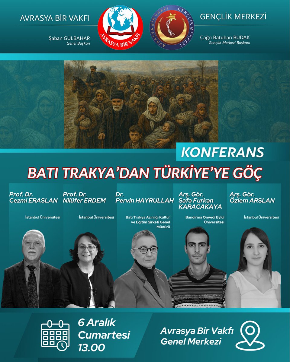 “Batı Trakya’dan Türkiye’ye Göç” konulu konferansımıza davetlisiniz