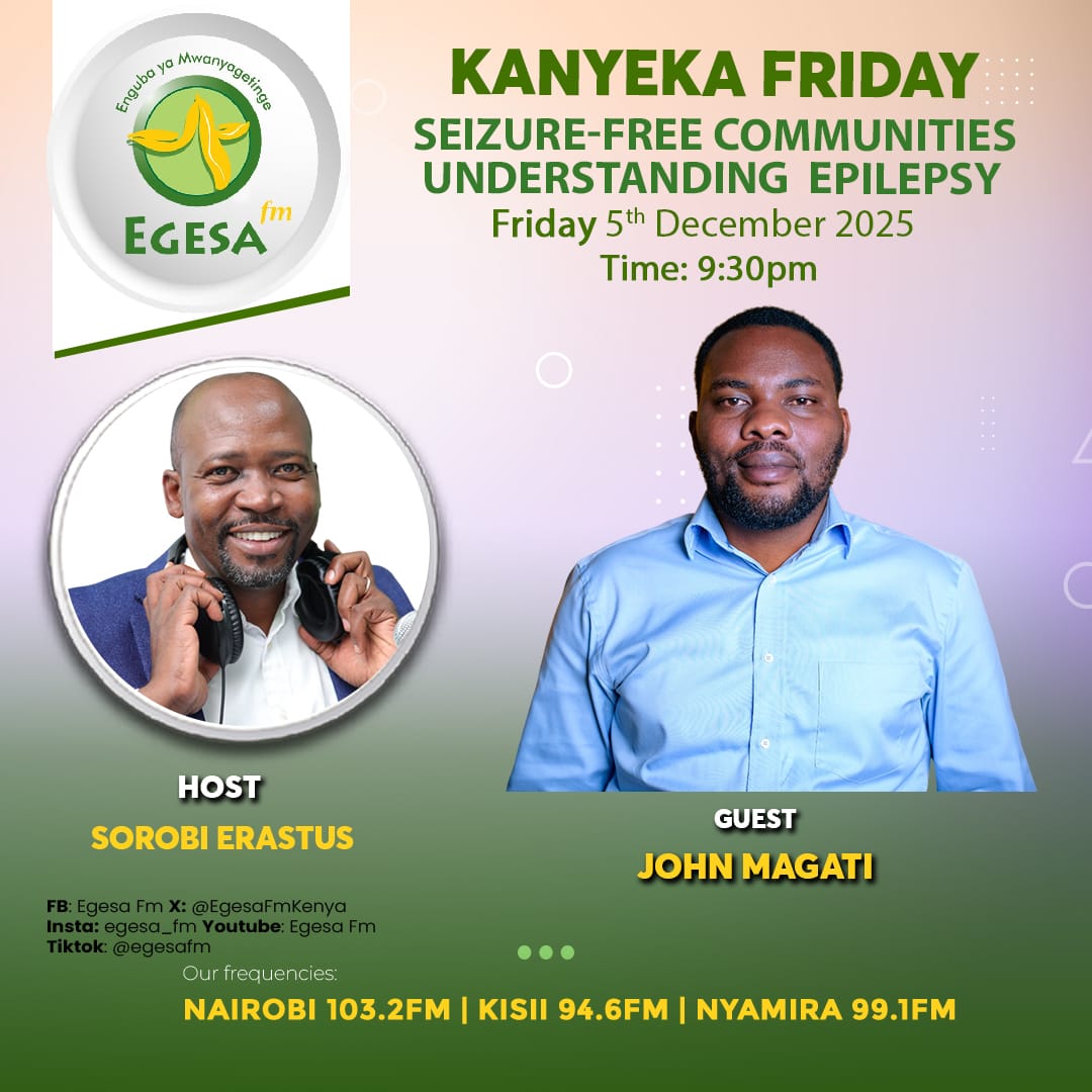 URisekenya's tweet photo. U-Rise Kenya will be live on Egesa FM to discuss epilepsy awareness and our KCDF fund-matching Community Clinic project, calling on the Gusii community to support better treatment &amp;keep children with #epilepsy in school.  Join on air
@IBESocialMedia 
@KCDF 
@epilepsysociety https://t.co/nwcivh2r7Q
