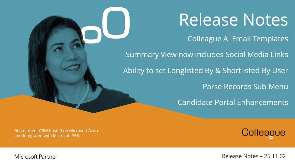 ColleagueRS's tweet photo. 25.11.02 - See our latest release notes on the new build of Colleague: https://t.co/OVLKzLpxw8 #colleague #recruitmentcrm #recruitment https://t.co/qKGgZSs0FO