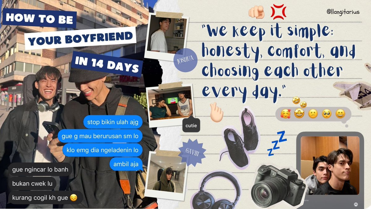 llangitarius's tweet photo. How to Be Your Boyfriend in 14 Days
—— a #JossGawin au

A story about Gavin trying to win Josh’s heart in fourteen days, through wild ideas, unhinged attempts, and chaotic plans that absolutely no sane person would ever try.

Fourteen days.
One mission: Josh.

© riuu https://t.co/wLqST3m3R6