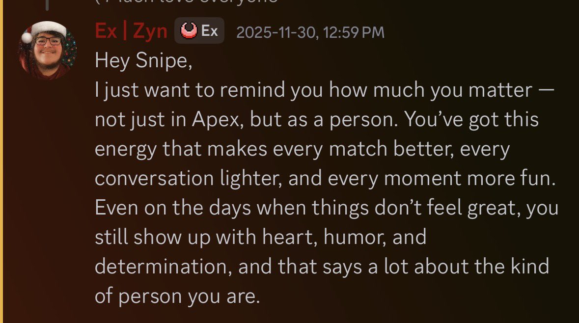 SniperNoSnipimg's tweet image. Its comments like this that motivate me to keep on going and work hard on bettering myself and my content ❤️ gonna end 2025 good and have a even better 2026  &amp;lt; 3