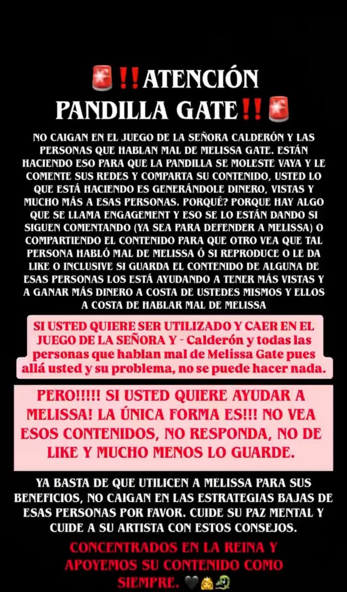 Nuestra labor es SOLO darle visibilidad a Melissa Gate. 

#PandillaGateX 
#NoTeInforma