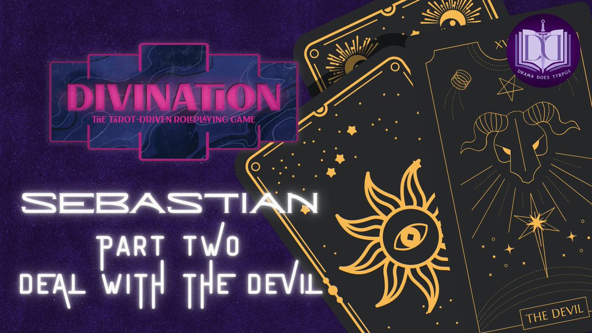 DramaDoesThings's tweet photo. Join DramaVT, Evechantress, Grabnok, Deputydoughboi & Brittany Fenwick in a Tarot-driven TTRPG where fate replaces dice. Part Two: Sebastian gets a strange visit from a mysterious woman hinting that nothing is what it seems. #DivinationRPG #TTRPG #ActualPlay #TarotRPG #IndieTTRPG https://t.co/a0GrvxO8rq