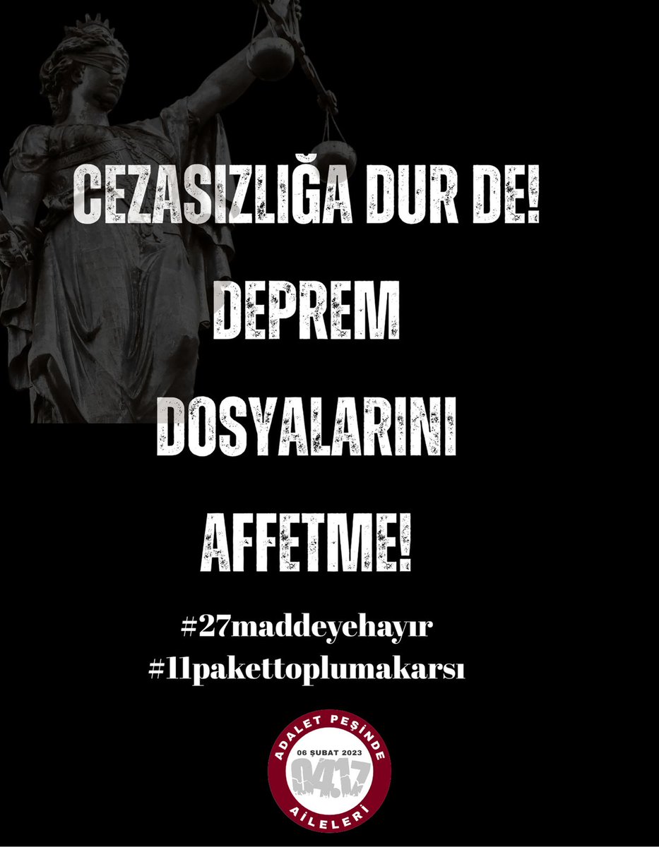 #27maddeyehayır 
#11pakettoplumakarsi
#isiasortakdavamız 
#depremsuclularimuaftutulsun