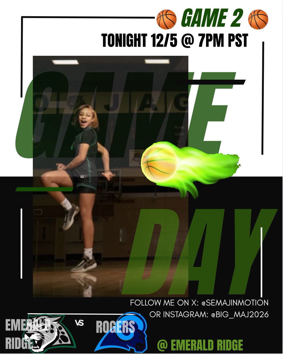 SemajInMotion's tweet image. GAME 2 Lady Jags take on the Rams Tonight at 7PM pst
Pull Up or Tune in on NFHS Network to see who the "Queens Of The Hill" will be✨ #JAGS EAT #READY
#LETSGO #SENIORSZN #1 #NotCommitted