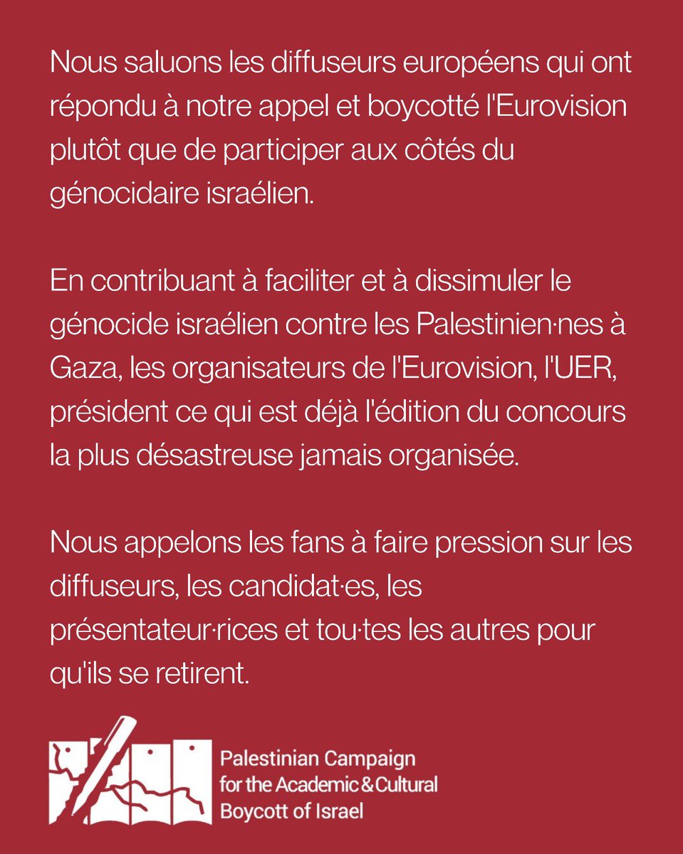 Boycott <a href="/Eurovision/">Eurovision Song Contest</a>.