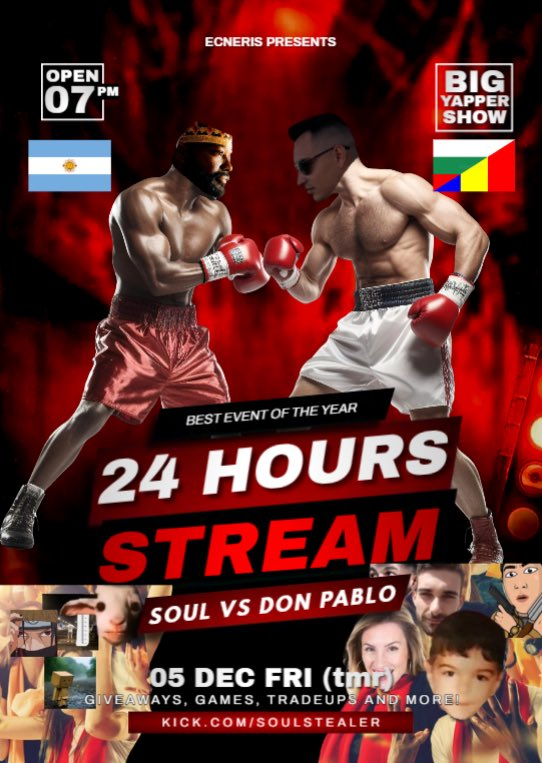 soulstealer_hs's tweet photo. 🔥24H STREAM IS LIVE🔥

💰$10,000+ START
💰BINGO FOR VIEWERS
💰VIEWER GAMES
💰72 WAY ROYALE FOR VIEWERS
💰GIVING AWAY INSANE AMOUNT OF MONEY
💰RETWEET FOR $50
👉kick .com/soulstealer https://t.co/8cOuK6ATlV