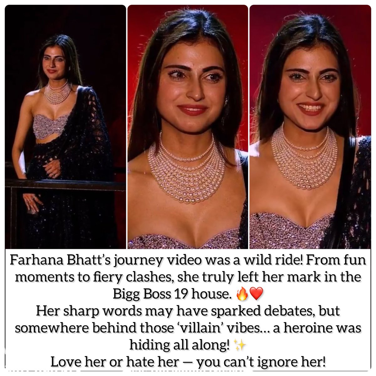 tellykhazana's tweet photo. Farhana Bhatt’s journey was pure drama, fun &amp; fire! 🔥

#BiggBoss19 #BiggBoss19Finale #FarhanaBhatt #BB19 https://t.co/oZc1cxrYIT