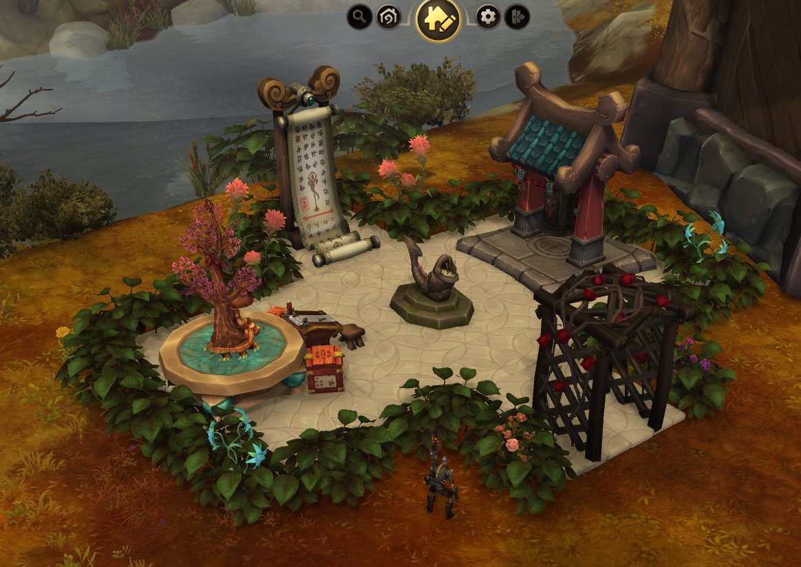 CraftysMind's tweet photo. What do people think of these attempts at a Christmas tree and a serene monk garden? #wowhousing  really has taken over me. Thank you @Warcraft ! https://t.co/jKx5sqynyc