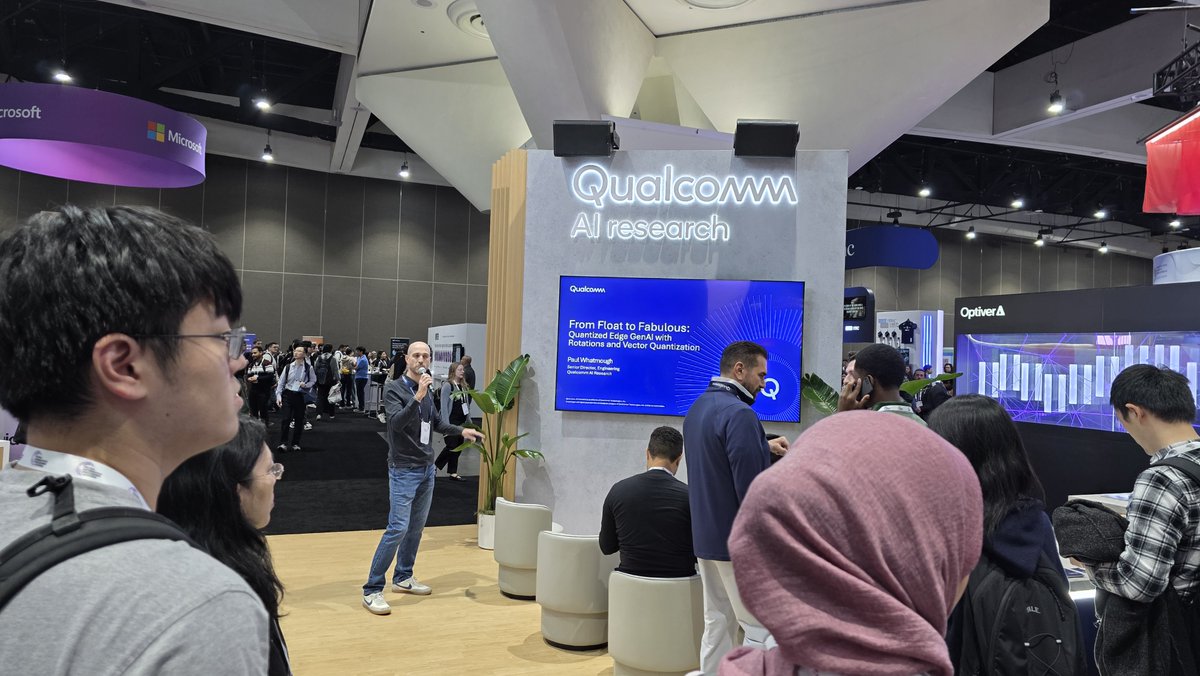 QCOMResearch's tweet photo. Last day to check out the @Qualcomm #AI Research booth at #NeurIPS. Be sure to swing by to see our demos and talk to our researchers. https://t.co/1wb5U0w4Cf