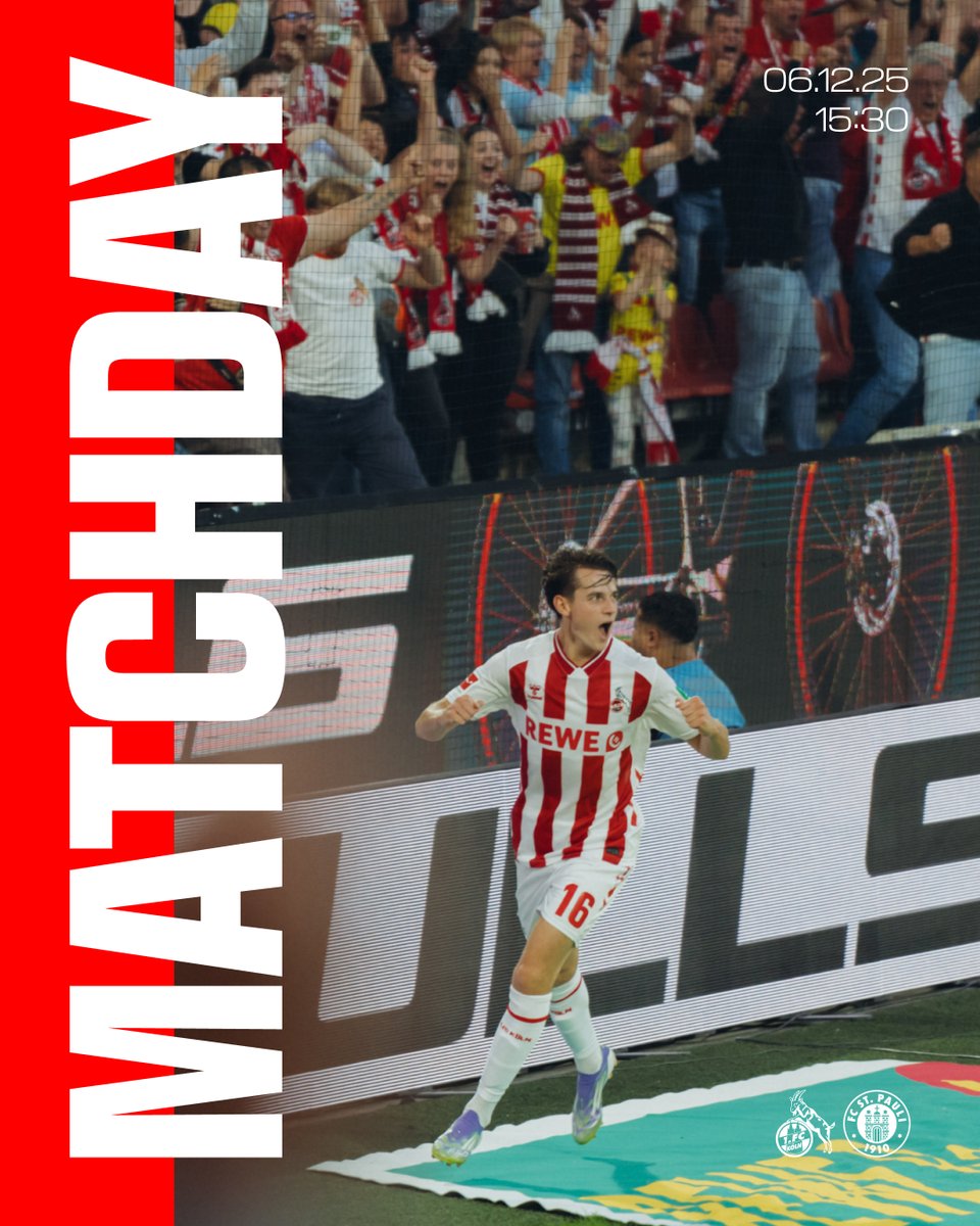 fckoeln_en's tweet photo. 🔴⚪️ MATCHDAY! ⚪️🔴

Back in Müngersdorf, back to business! Big one against FC St. Pauli today! 💪
___
#KOEFCSP #effzeh https://t.co/CdhTJ0kekU