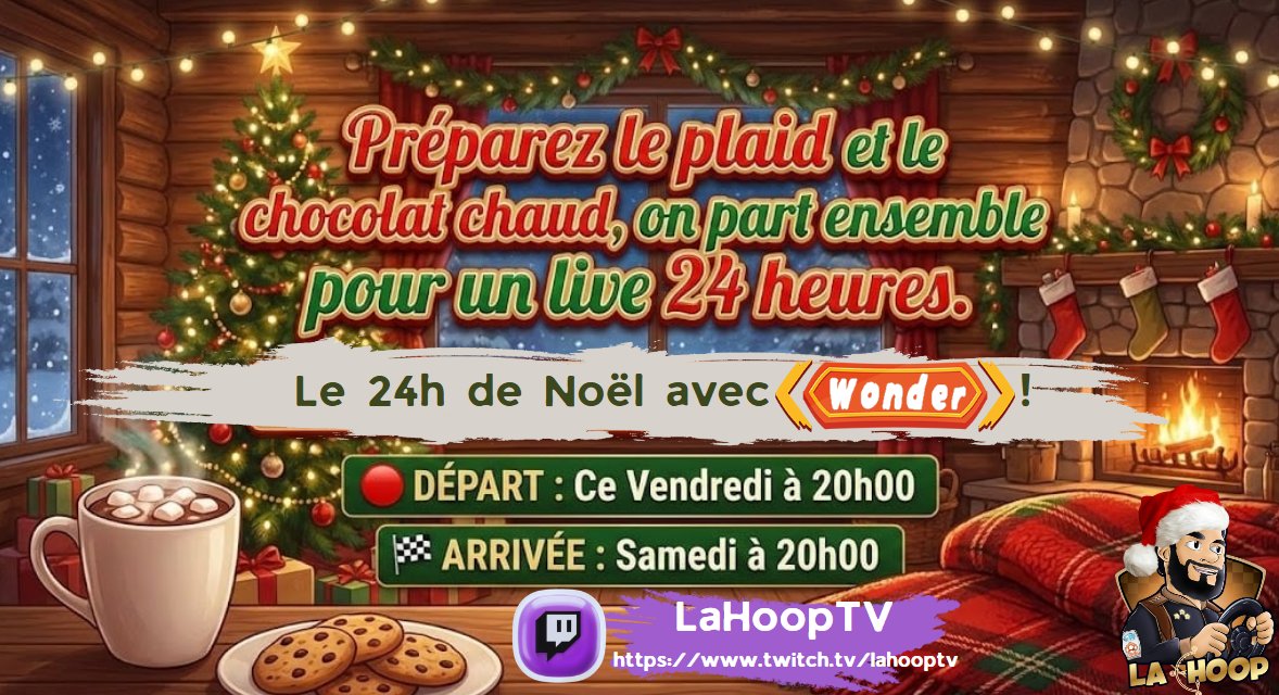 La S1 de l’Atlas League est finie, mais La Hoop reste à fond ! 🎮🔥
Ce soir 20h, notre cher Wonder tente 24h de mogis en Lounge, en live sur LaHoopTV 😱
Grimpera-t-il jusqu’au Platine ou finira-t-il en Silver ? 👀
Venez l’encourager : twitch.tv/lahooptv 🎄✨