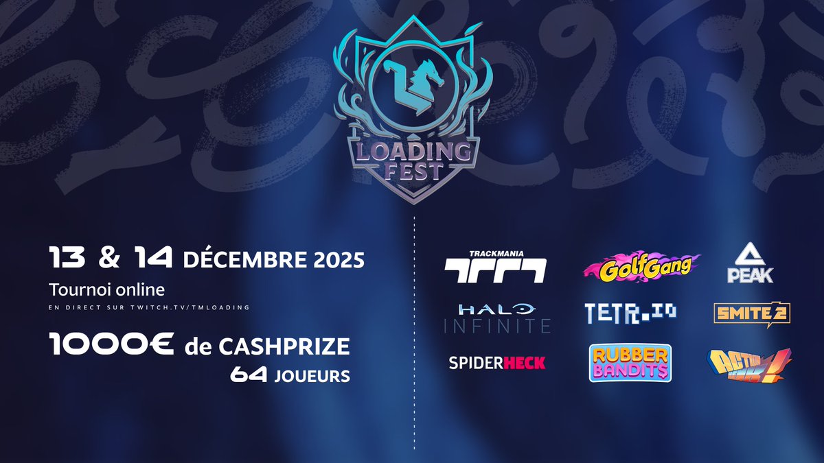 Plus que quelques jours pour vous inscrire au Loading Fest qui aura lieu le week-end prochain ! 🎆

Ne manquez pas l'occasion, que vous veniez en touriste ou en tryhard, il y aura du plaisir pour tous ! 

Discord officiel : discord.gg/FTdeYNEwvu