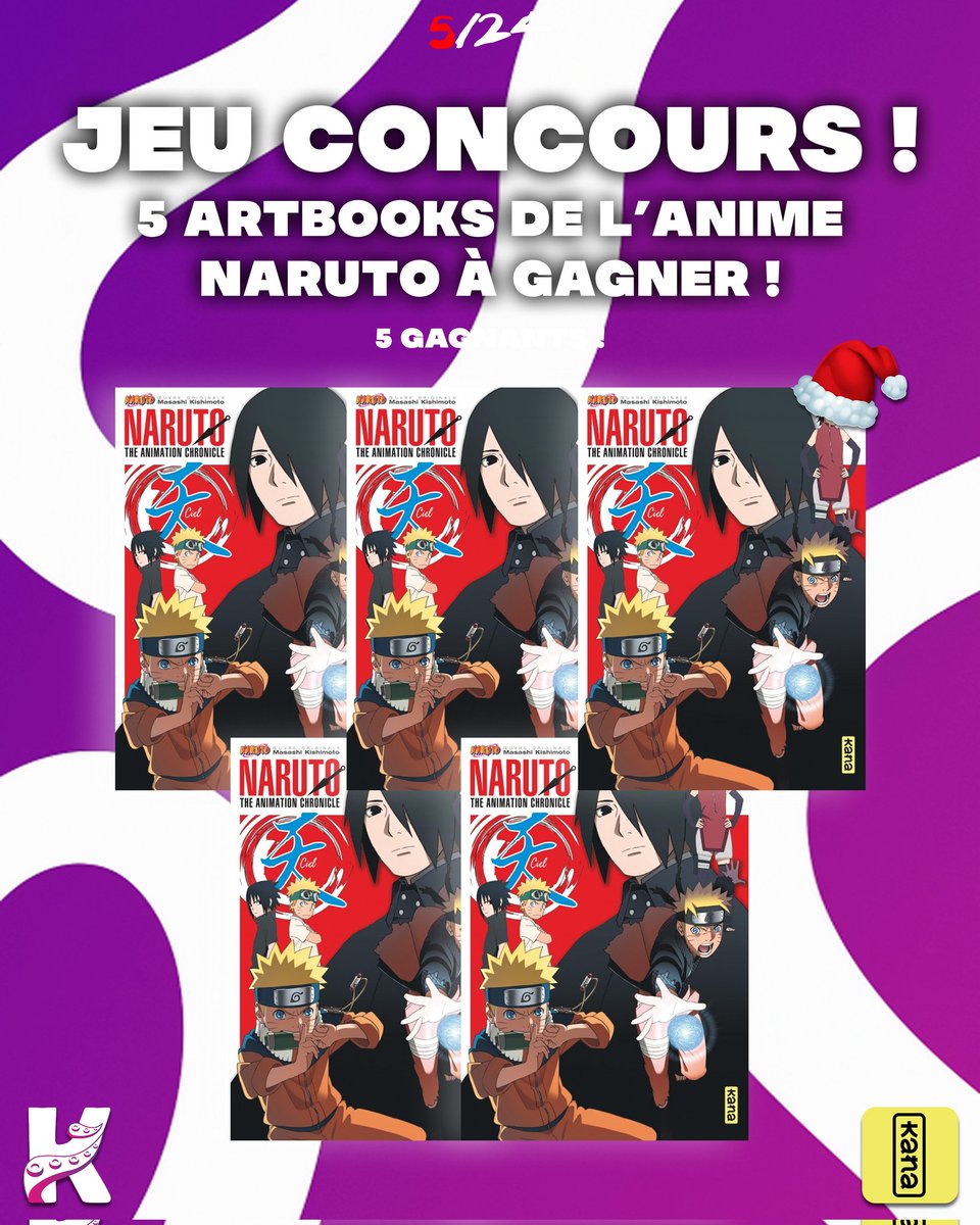 Inku_fr's tweet image. [CALENDRIER DE L'AVENT 5/24]
Tente de gagner le MAGNIFIQUE ARTBOOK de l’anime NARUTO ! 🍥

Pour participer :
- RT
- Follow @Inku_fr et @EditionsKana
- Tag 1 en commentaire

5 gagnants !

Tirage au sort le 12/12 !
Bonne chance ! 🍀