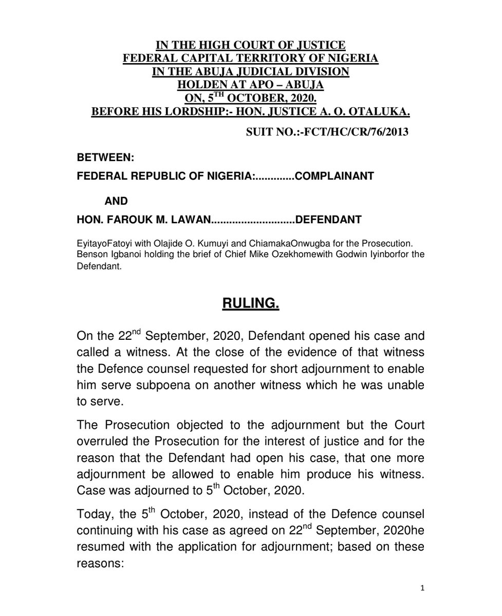 femmejola's tweet photo. A lawyer holding brief for another is deemed properly briefed and properly seised of the matter. 

FRN v Farouk Lawan
Yemishylom v Asern
MFA v Inongha
Chevron v Masemebarelowaz &amp; Ors https://t.co/Y2c5VI05uW