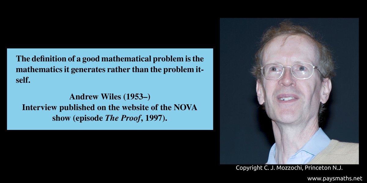paysmaths's tweet image. "The definition of a good mathematical problem is the mathematics it generates rather than the problem itself." – Andrew Wiles (1953–)
#quote #mathematics #problem #maths #math