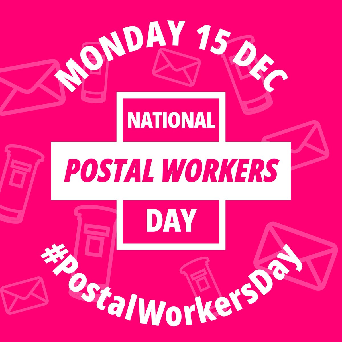 CWUnews's tweet image. Monday 15th December is National Postal Workers Day - make sure you show your postie some love!

#PostalWorkersDay