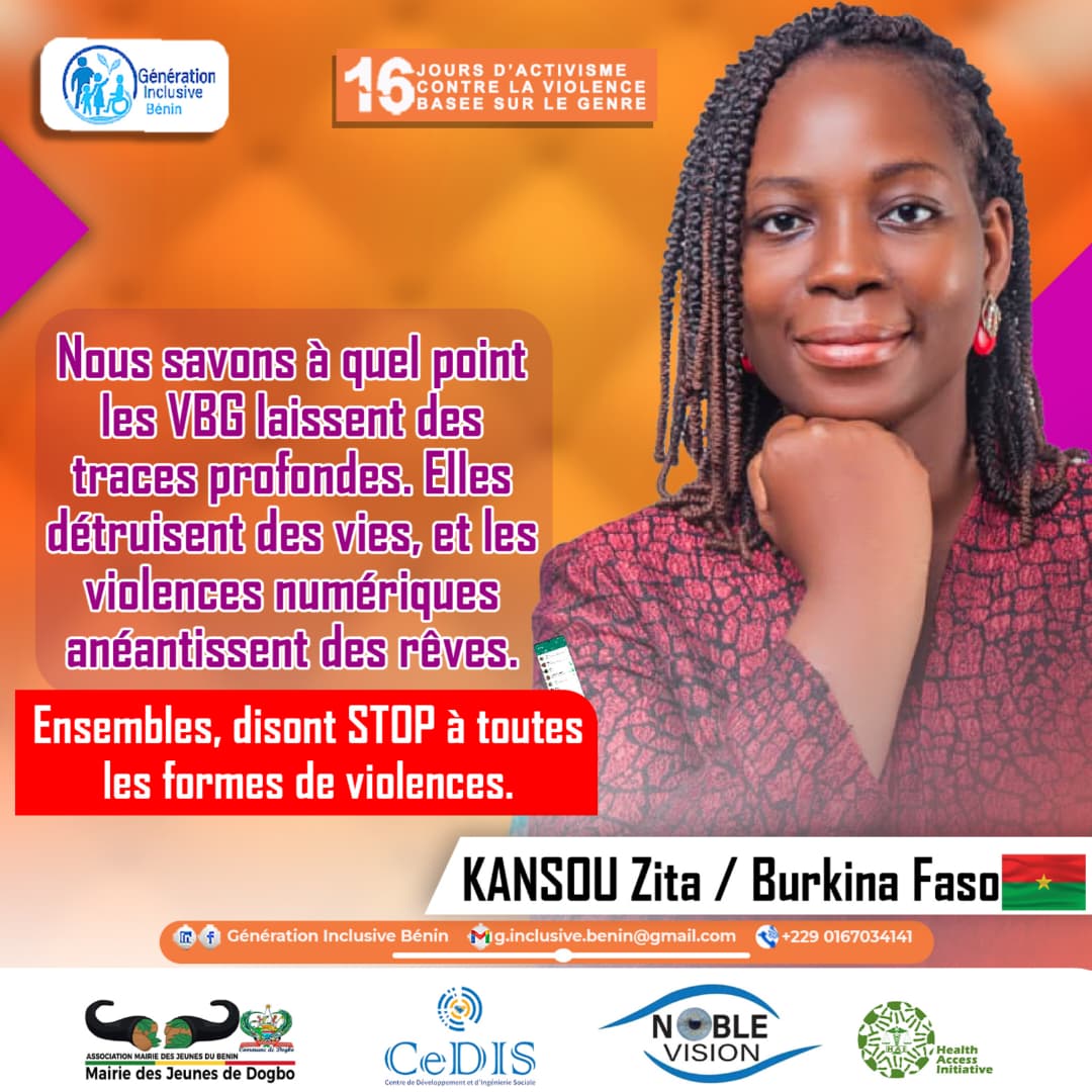 🌐Ensemble, construisons un espace numérique sans violence pour les femmes et les filles !👱‍♀️👩‍🦰

#GenerationInclusiveBenin
#HealthAccessInitiative
#CeDIS
#NobleVision
#MASM
#INF
#PNUD
#UNICEFBenin
#UNFPA
#ENABEL
#16DaysOfActivism #OrangeTheWorld #EndGBV #UNiTE #GenderEquality